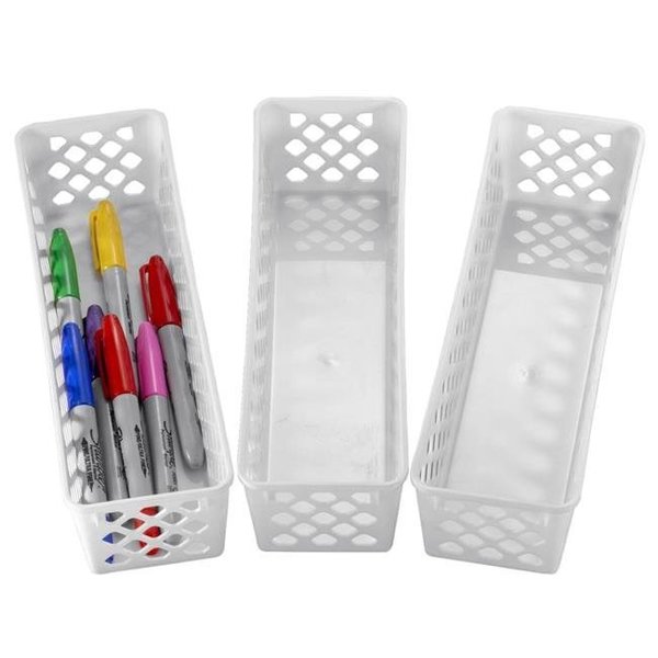 Officemate Officemate 2020259 Achieva Long Supply Basket; White - Pack of 3 - 10.37 x 3.62 x 2.37 in. 2020259